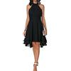 LaiYuTing Abito Estivo Donna Abito Elegante A Strati A Vita Alta con Scollo all'Americana Abito Longuette Senza Maniche in Chiffon Tinta Unita Vestito Midi Slim da Festa