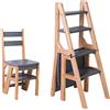 WJYLM Sedia con scaletta Sedia con scaletta in Legno Bicolore Pieghevole Multifunzionale Convertibile in Legno 2 in 1 Espositore con scalette a 4 gradini per Soggiorno (Colore : C, Dimensioni : 90 * 35 *