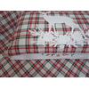 Pago Poco Copripiumino Matrimoniale In Flanella Con Stampa Digitale Fantasia CERVI RENNA SFONDO SCOZZESE 100%Flanella.. Sacco+2 Federe MADE IN ITALY !!!!! (Rosso)