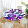 Morbuy Tovaglia Rotondo in poliestere con Bordo Elastico, Morbuy Stampa Farfalla Lavabile Tovaglie da Tavola Impermeabile Tovaglia per Salotto Pranzo Giardino Decorazione (Blu porpora,Diametro 180cm)