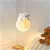 GUANSHAN Lampada a sospensione Sleeping Bear Moon Lampada a sospensione 3D Moon Lampada da comodino Lampada da soffitto Creative Moon Lampadario decorativo per camera da letto, cameretta dei bambini