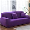 Hiseng Tinta Unita Copridivano 1 2 3 4 Posti, Copridivano Elasticizzato, Universale Copridivano con 2 Federe Spandex Antiscivolo Copri Divano (4 posti,Viola)