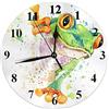Wpamlrta Orologio da parete rotondo a forma di rana ad acquerello con rane verdi esotiche con schizzi di scarabocchiare a pois orologio da parete rotondo 25,4 cm silenzioso senza ticchettio orologio da