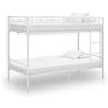 IKAYAA Letto a Castello per Adulti Letto a Castello in Metallo con Rete a doghe Letto Singolo 90x200 Inclus Scomponibile in 2 Letti Singoli-Bianco-