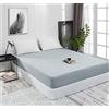 Mixibaby Lenzuolo con angoli elasticizzati in jersey, 100% cotone, 28 colori, dimensioni: 160 x 200 cm, colore: blu bambino