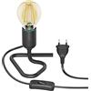 ledscom.de Lampada da tavolo TRIN portalampada, nero, spina, interruttore + lampada E27 LED oro max. 778lm, regolazione a 3 livelli, bianco extra-caldo