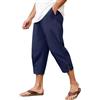Vijamiy 3/4 Pantaloni Lino Uomo Estivi Leggeri Elasticizzati Pantaloni Corti Uomo Pantaloni da Spiaggia Moda Casual Yoga (Bianco,L)