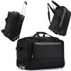 Cozary Borsone da Viaggio con Ruote 57L - Trolley Grande 3-in-1 in Tessuto Oxford Impermeabile, Design Espandibile con Manico (56x29x35cm) per Borsone Trolley - Nero