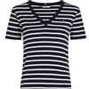 Tommy Hilfiger T-shirt Maniche Corte Donna New Slim Cody V-Neck Scollo a V, Multicolore (Nos Breton Desert Sky/ Ecru), M