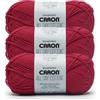 Caron All Day Cotton - 3 confezioni da 170 m/99,8 g rosso labbro 100% filato di cotone mercerizzato