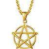 ProSteel Collano Uomo Oro Rovesciato, Pentagramma Ciondolo, Pentagramma Collana Pentacolo in Acciaio Inox