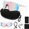 Homelyxe Occhiali da Ciclismo Uomo Donna Occhiali Veloci UV400 Occhiali Bici Regolabili Occhiali Running Antivento Occhiali da Sole Sportivi Polarizzati per MTB Sci Pesca Baseball Rosa