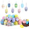 Xbessc 24 Pezzi Uova di Pasqua Decorative da Appendere Uovo di Pasqua Plastica Uova Pasquali da Decorare per Albero Scuola Casa Ufficio Articoli Feste Decorazione Pasquale 6 x 4 cm