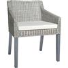 BUKSCYJS Sedia Da Pranzo,Sedie Sala Da Pranzo Legno,Sedia Legno Braccioli adatto a Soggiorno, Cucina, Camera Da Letto, Con Cuscino Grigio In Rattan Naturale