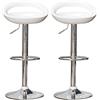 Flyelf 2 x Sgabelli da Bar Sedia da Pranzo con poggiapiedi 360°Mobili orientabile Regolabile 59-80cm (Bianca)