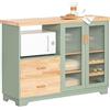 SoBuy Credenza Cucina Moderna 120 cm con Ripiano per Microonde e Portabottiglie - Mobiletto da Cucina con Ante in Vetro - Mobile Salvaspazio per Sala da Pranzo o Ingresso 120x90x40cm Verde FSB81-GR