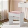 VASAGLE Sgabello Toeletta Trucco, Sgabello Imbottito Postazione Trucco, Velluto, Piedini con Cuscinetti Antiscivolo, Camera da Letto Cabina Armadio Ingresso, Bianco Opaco e Rosa Pastello RDS001W01