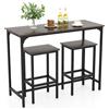 COSTWAY Tavolo con 2 Sgabelli in Metallo e Legno, Set da Pranzo 3 Pezzi, Tavolo Rettangolare da Cucina con 2 Sedie per Sala da Pranzo, Appartamento e Bistro, Stile Retrò (Grigio)