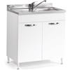 Linea Azzurra Sottolavello 80 Solo Mobile Cucina con 2 Ante in Legno Made in Italy H85xL80xP50cm Facile da Montare (Vasca a Destra, Bianco Frassinato)
