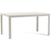 RATTATAN SIEDITI FUORI E DENTRO Tavolo rettangolare 150x90 cm in alluminio con top in MDF da interno, cucina, sala da pranzo Noah (Struttura Bianca, Bianco Legno)