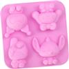 Generic Stampo per cioccolatini, 4 cavità in silicone 3D, motivo Kuromi Stitch Melody, antiaderente, per dolci, torte, biscotti, gelato e cera fai da te (1 pezzo)