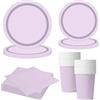 MORAINJAY Set di 68 Pezzi di Stoviglie Viola Chiaro per Feste, Piatti di Carta, Bicchieri, Tovaglioli, Stoviglie per Compleanni, Matrimoni, Baby Shower, Lauree, Anniversari, Set per 16 Ospiti