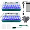 DAZZTIME Vassoio Germinazione,2 Pezzi 80 Celle Vassoi per Semi,Mini Serra Germinazione,con Luce di Coltivazione,Guanti,Etichette,Piccoli Attrezzi,Mini Serre,Kit di Germinazione in Serra.