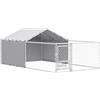 PawHut Kennel Recinto per Cani da Esterno con Tetto Anti-UV Impermeabile e Ciotole Girevoli, Box Canile Gabbia per Cani Taglia Media e Grande con Porta con Blocco in Acciaio, 400x230x150 cm, Argento