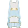 HULIJA Ragazza Costume Dea Greca Vestito da Principessa con Tulle Vestito Maxi Vestito Lungo Costume Toga Romana Antica Halloween Carnevale Azzurro 5-6 anni
