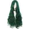 Fouriding 31.5 / 80cm Parrucche Cospaly Donna Lungo Ricci Capelli Ricci Lunghi Anime di Bangs Completa Sexy Parrucche (Verde scuro)