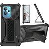 bojioderf Custodia per Realme Gt 2 Pro Cover Custodia Case Ibrida [Con protezione dello schermo in vetro temperato] [supporto magnetico pieghevole] [resistente alle impronte digitali smerigliato] Nero