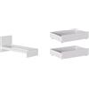 Iconico Home Struttura Letto Singolo con testiera portaoggetti, 90x200 cm + Set 2 cassettoni sottoletto, Bianco Opaco, 100,5x68x21 cm