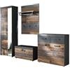 trendteam smart living Guardaroba Set di 4 pezzi combinazione Indy, 265 x 192 x 37 cm Front Old Wood, corpo e inserto grafite grigio Matera con molto spazio