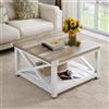 YITAHOME Tavolino da Salotto, Tavolino Salotto Moderno, Metallo Legno, Grigio, 80x80x45 cm