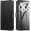 SMYTU Custodia per Xiaomi Redmi 14C 4G (6,88") + Vetro Temperato,Cover a Libro Xiaomi Redmi 14C 4G,Custodia Flip in Pelle Magnetica Portafoglio - Nero