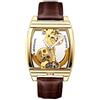 Ourui Orologi Da Polso,Orologio Da Uomo D'Affari Di Moda Orologio Meccanico Completamente Automatico Completamente Vuoto, Cassa In Oro Con Cintura Marrone