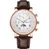 Oidea Orologio da polso da uomo con cinturino in pelle: quadrante rotondo multifunzione, analogico, al quarzo, impermeabile, luminoso, cronografo, casual, da lavoro, Cinturino in pelle-quadrante oro