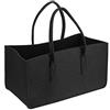 Xingsky Borsa in Feltro,Portalegna,Cesta per Legna,Borsa per Legna da Ardere con Manico Pieghevole per il Trasporto di Legna, Giocattoli, Giornali (Nero)