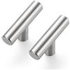 Ravinte Set di 10 pomelli per mobili a T - Per armadi da cucina - Lunghezza totale: 50 mm - In acciaio inossidabile - Argentato