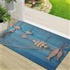ERICAT Zerbino Ingresso,Foto a tema nautico marino di rete da pesca e pesce artigianale in legno impiccato beige ,Antiscivolo Assorbente Resistente allo sporco Tappeto Cucina Tappeto Tappeto Entrata Zerbino