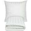 ZOLLNER Coordinato letto, fodera cuscino 80x80 cm e copripiumino 140x200 cm - Design elegante con righe di 20 mm longotudinali - Cotone - lavabile 95°C - Qualità alberghiera, bianco