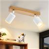 ZMH Deckenstrahler 2 Flammig Deckenspots Weiss - Küchenlampe Holz GU10 Wandstrahler 350° Drehbar Vintage Flur Strahler Industrial Retro für Wohnzimmer Schlafzimmer Küche(Ohne Leuchtmittel)