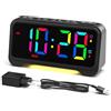 ROCAM Sveglia digitale con display colorato, doppio allarme, 7 dimmer di luminosità, memoria di spegnimento, sveglia comodino per bambini e adolescenti