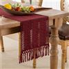 Serento Runner Tavola Macrame con Nappe Tessuti 30X140cm Rosso Autunnale Fattoria Runner da Tavola Lino di Cotone Vintage per la Cucina,per la Cucina, per Interni, Vacanze,Matrimoni