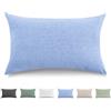 TOCOMOA Federe Cuscino Letto 40x80 cm Set Da 2, Copricuscino Letto Cotone Lavato Al 100%, Aspetto Lino E Federa Traspirante Azzurro Con Cerniera