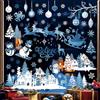 wondever Adesivi Finestra Casa di Natale Blu Vetrofanie Adesivi Anticollisione per Babbo Natale e Renna Albero di Natale Adesivi Elettrostatici Stickers per Vetro Porte Finestre Decorazione Natalizia