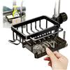GCFTIFF Mensola per rubinetto, organizer per lavello e portasapone da cucina, organizer per lavello in acciaio inox, portasapone con vassoio scolapiatti rimovibile, mensola per rubinetto in metallo