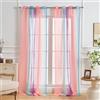 NETMEO 2 Pannelli Tende per Camera da Letto per Ragazze, Pannelli Trasparenti Arcobaleno con Occhiello, Cameretta per Bambini, Decorazione per Camera da Letto (Rosa Blu Viola, L132 x A213cm)