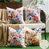 Dorunfeey Fodere per Cuscini Impermeabili Estate Esterno 40 x 40 cm Set di 4 Rose Rosa Fiori Farfalle Federe Cuscini Divano in Lino Cuscini Decorativi per Divano Soggiorno Balcone Giardino