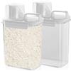 GOMETY Confezione da 2 contenitori per cereali, 1800 ml, contenitore per detersivo per bucato con misurino, ermetico, ugello inclinabile, trasparente, 26 cm (lunghezza) x 8 cm (altezza), senza BPA